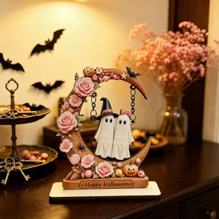 Ghost on the Moon Swing Ornament